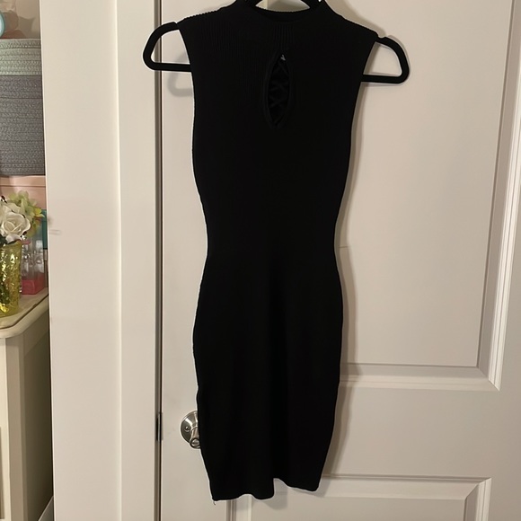 Lu NYC Black Ribbed Corset Peep Hole Sweater Dress - Picture 6 of 6